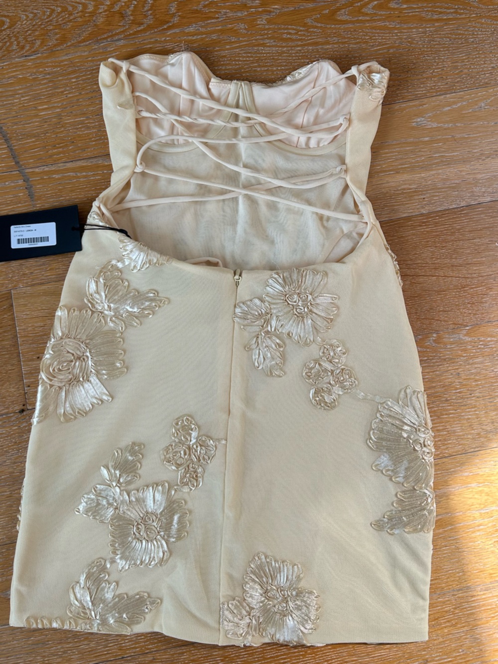 Embroidered Yellow Bustier Mini Dress - Picture 3 of 4